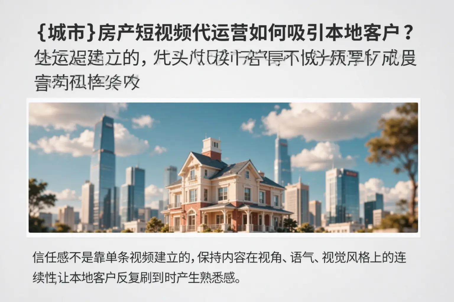 临西房产短视频代运营如何吸引本地客户？